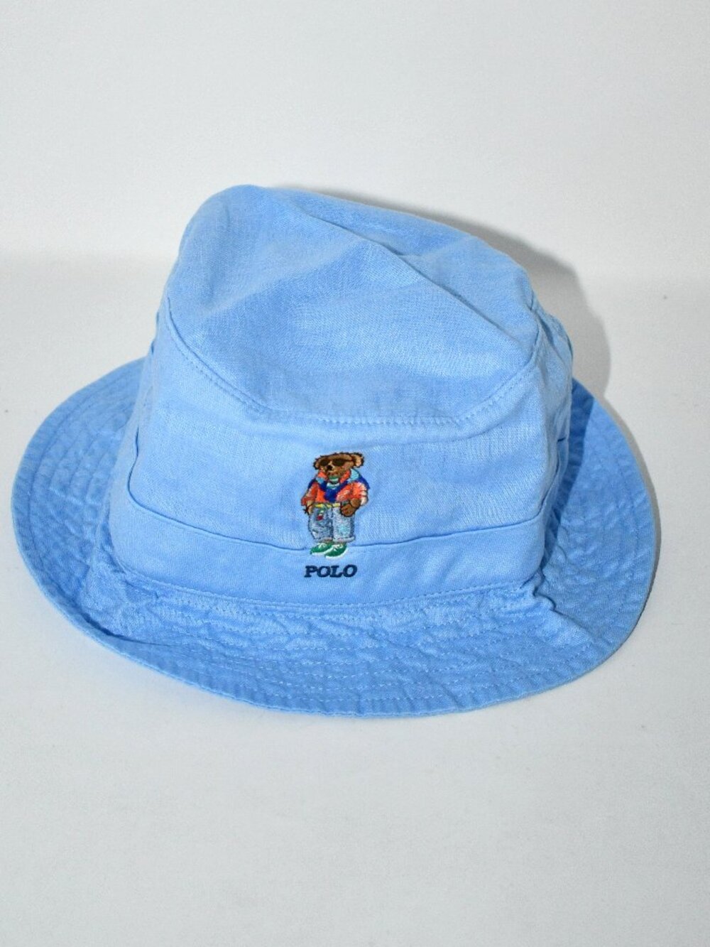 Polo Ralph Lauren Polo Bear Linen Bucket Hat in Austin Blue L/XL #710B14600001 N